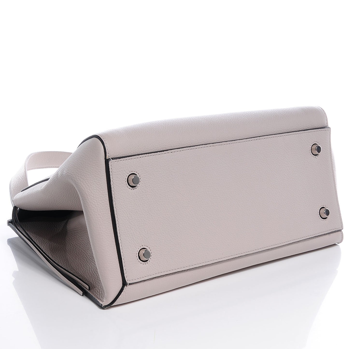 Pebbled Leather Medium Edge Shoulder Bag Pearl Grey