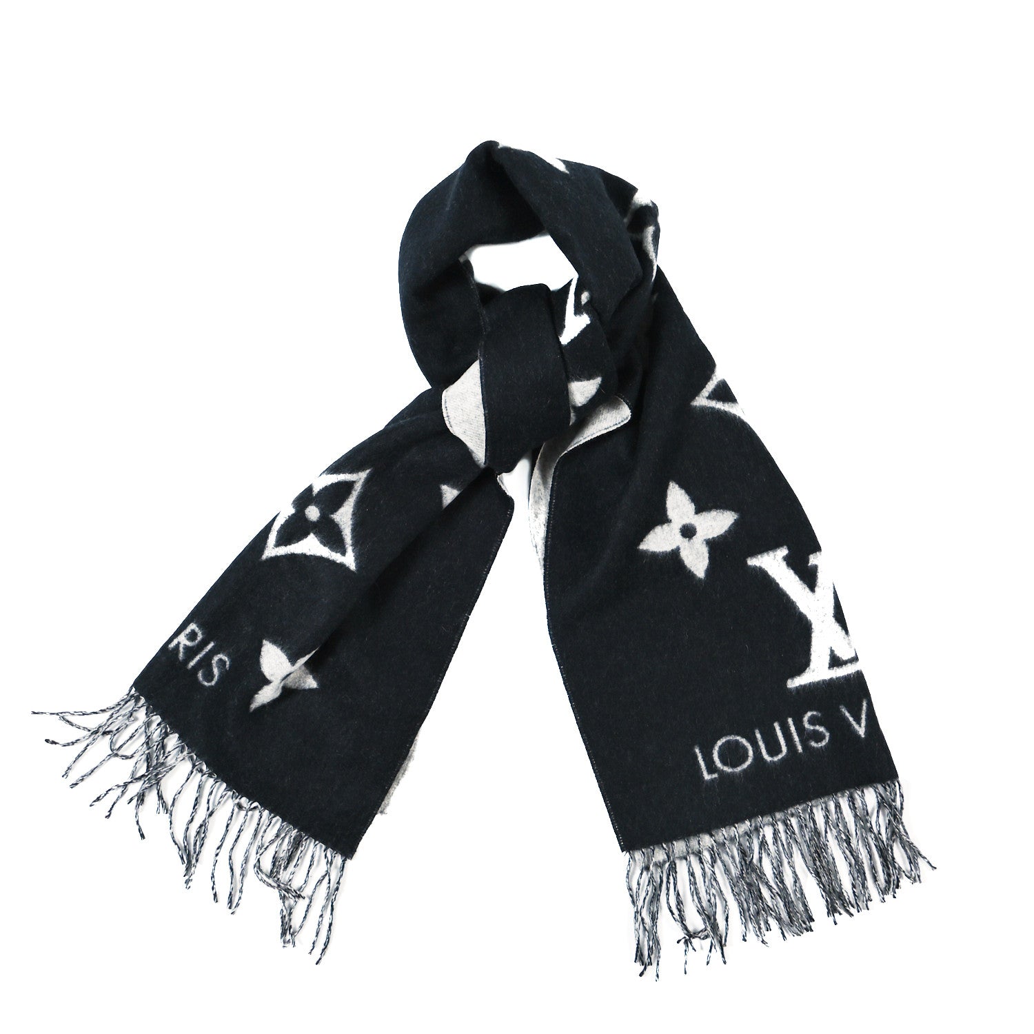 Louis Vuitton Cashmere Monogram Reykjavik Scarf Black 1 of 4