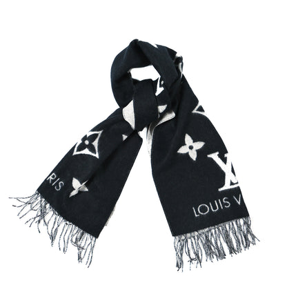 Louis Vuitton Cashmere Monogram Reykjavik Scarf Black 1 of 4