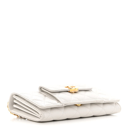 Chanel Caviar Quilted Pocket Twins Clutch With Chain White 4 of 14