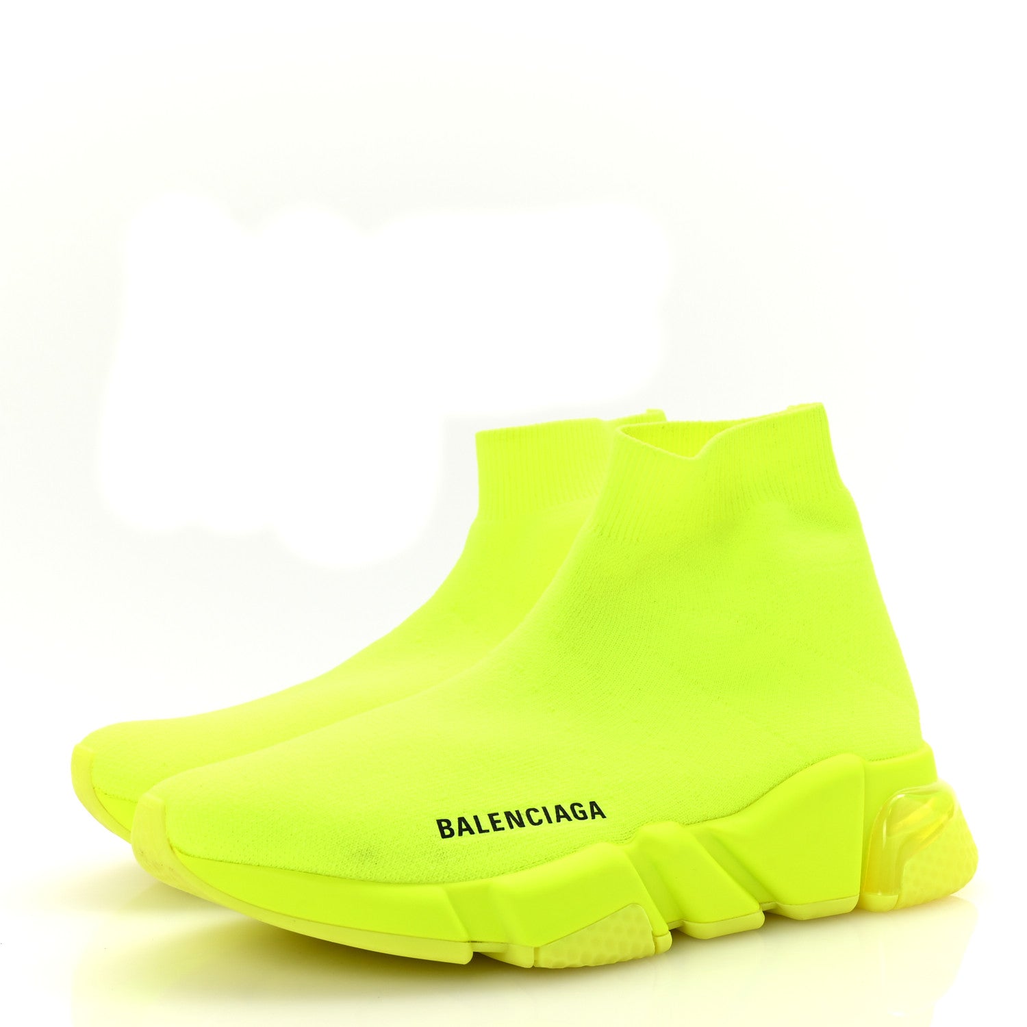 Balenciaga Neoprene Knit Womens Speed Clear Sole Sneakers 37 Yellow Fluo 4 of 10