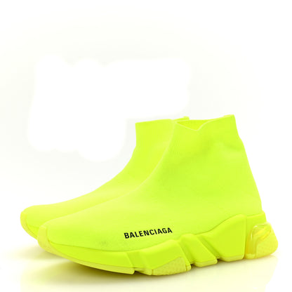 Balenciaga Neoprene Knit Womens Speed Clear Sole Sneakers 37 Yellow Fluo 4 of 10