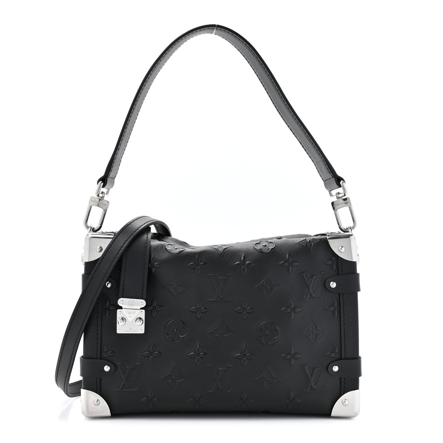 Louis Vuitton Calfskin Debossed Monogram Side Trunk Black 1 of 11
