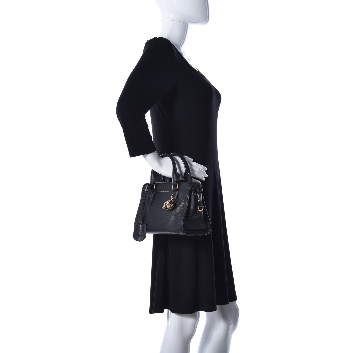 Alexander McQueen Pebbled Calfskin Mini Padlock Tote Black 3 of 10