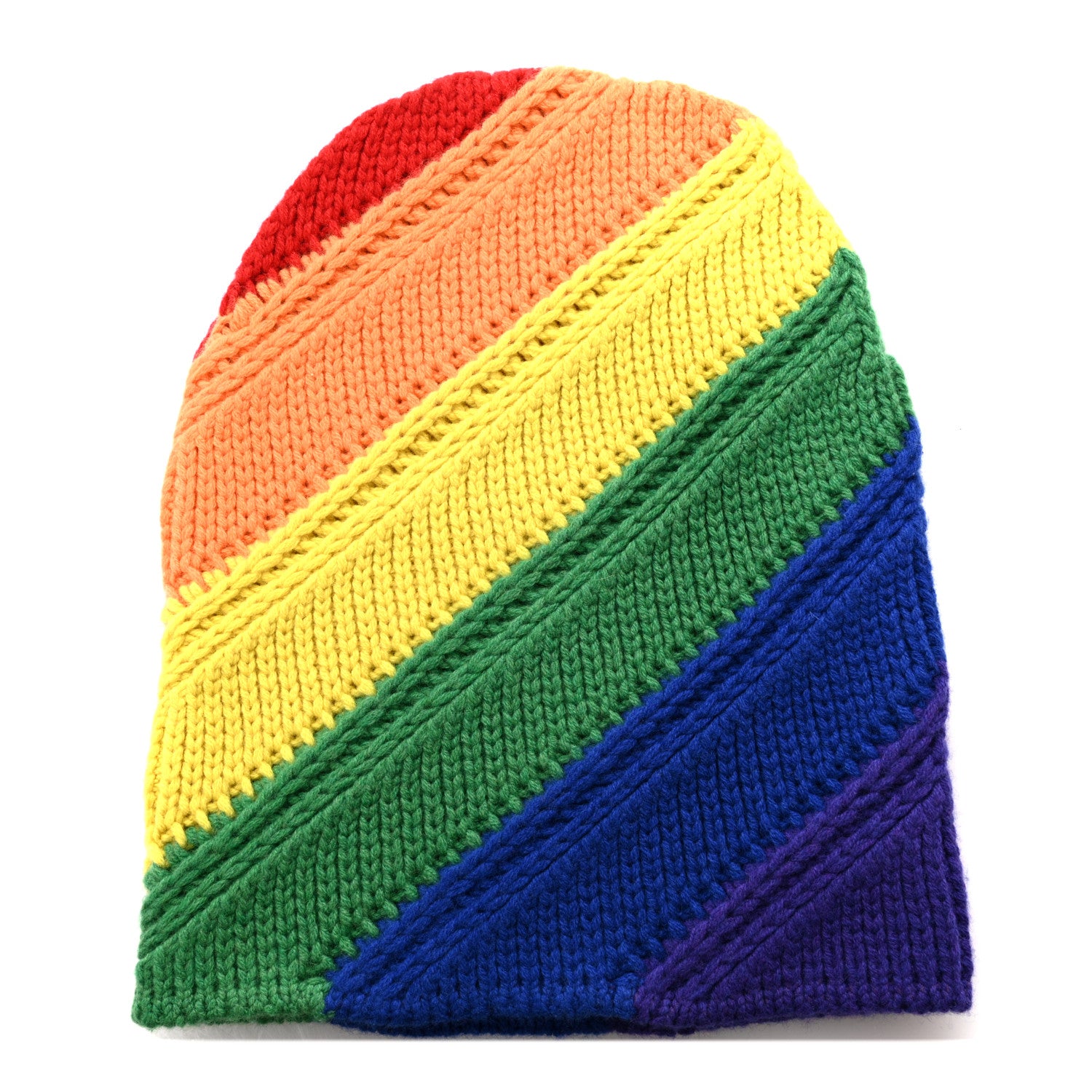 Burberry Wool Cashmere Knit Stripe Beanie Hat Rainbow 1 of 6