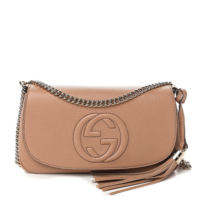 Gucci Pebbled Calfskin Medium Soho Flap Crossbody Camelia 1 of 9