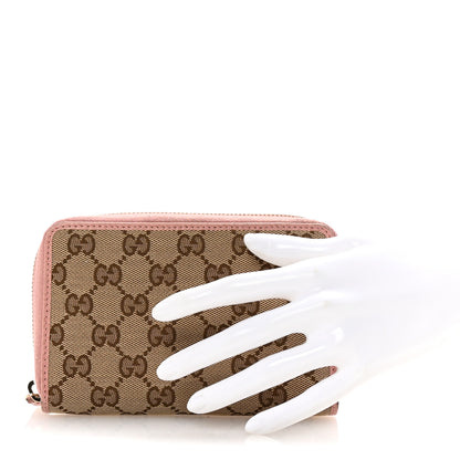 Gucci Monogram Dollar Calfskin Zip Around Compact Wallet Beige Ebony Soft Pink 2 of 8