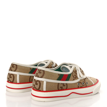 Gucci Monogram Jumbo GG Web Womens 1977 Tennis Velcro Strap Sneakers 36 Camel Ebony Mystic White 3 of 10