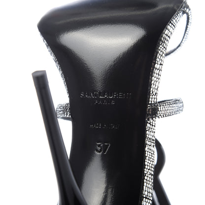 Saint Laurent Calfskin Cassandra 110 Ankle Strap Sandals 37 Argento 8 of 9
