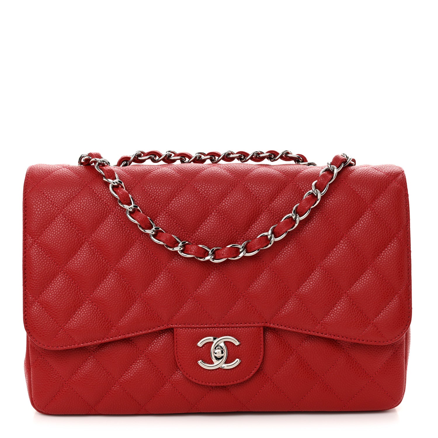 Chanel Caviar Quilted Jumbo Single Flap Red 1 of 11