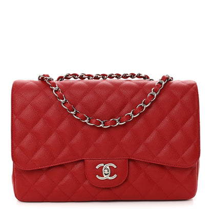 Chanel Caviar Quilted Jumbo Single Flap Red 1 of 11