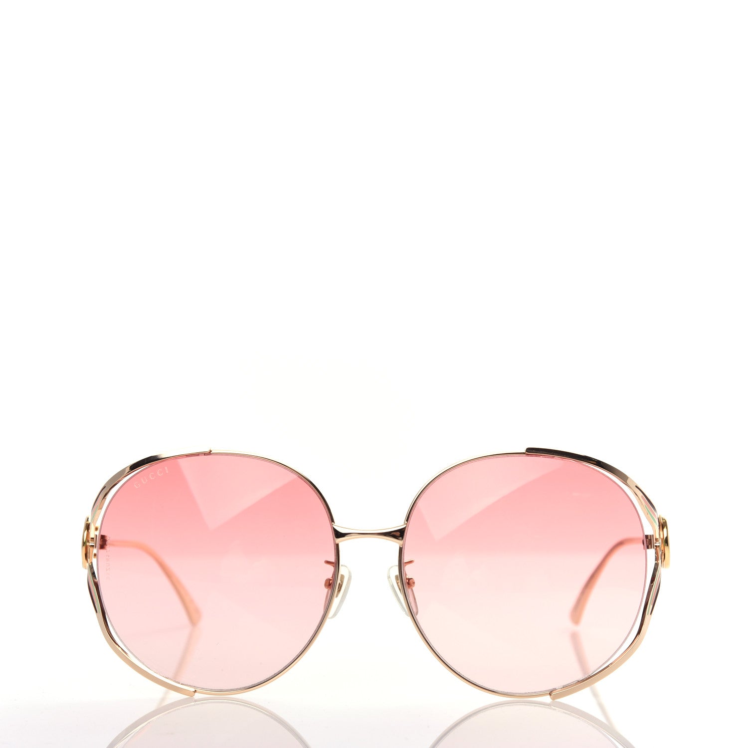 Gucci Metal Oversized Round Frame GG0225S Sunglasses Gold 2 of 8