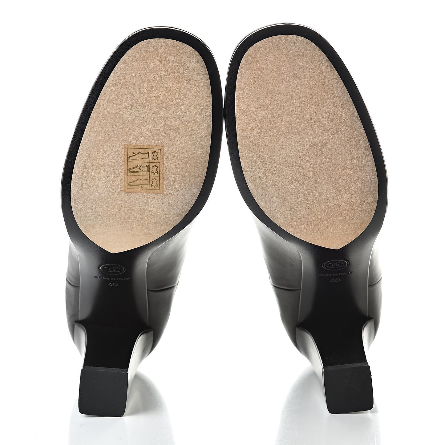 Calfskin CC Turnlock Ankle Boots 40 Black