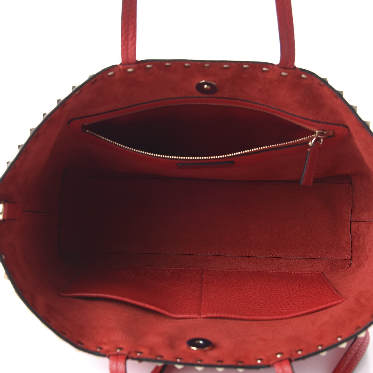 Valentino Garavani Grained Calfskin Small Rockstud Shoulder Tote Rouge Pur 5 of 9