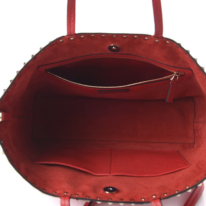 Valentino Garavani Grained Calfskin Small Rockstud Shoulder Tote Rouge Pur 5 of 9