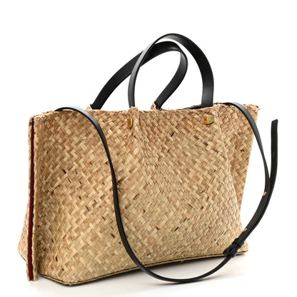 Valentino Garavani Raffia Medium Vlogo Escape Shopper Natural Black Rouge 3 of 13