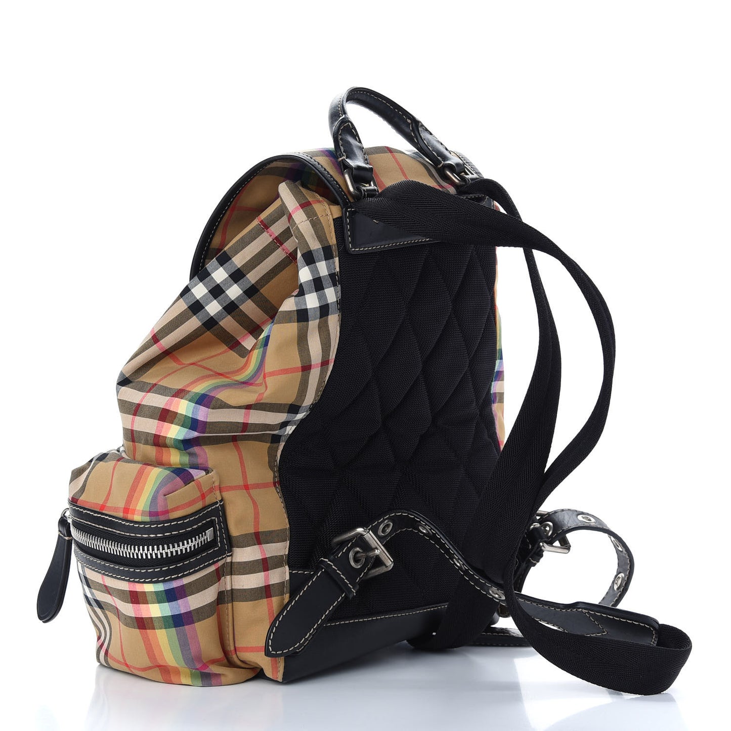 Vintage Rainbow Check Small Rucksack Backpack Antique Yellow