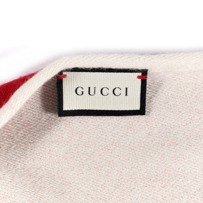 Gucci Wool Geyjerry Reversible Fringe Scarf Green Red 3 of 4