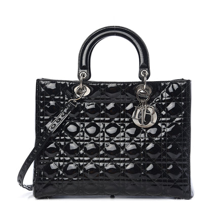 Christian Dior Patent Cannage Large Whipstitch Lady Dior Black 1 of 9