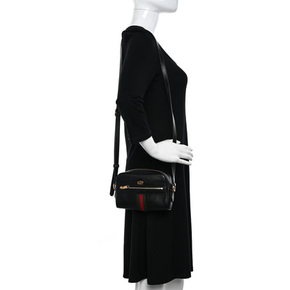 Gucci Calfskin Web Mini Ophidia Shoulder Bag Black 2 of 10