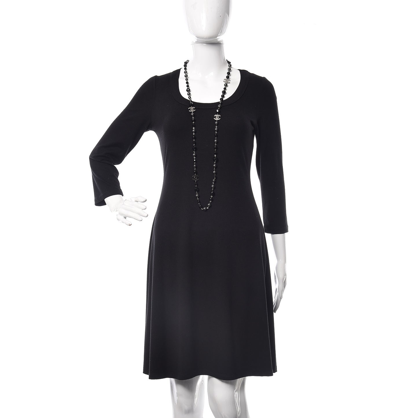 Ruthenium Beaded CC Long Necklace Black