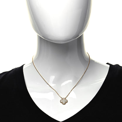 Van Cleef & Arpels 18K Yellow Gold Mother of Pearl Vintage Alhambra Pendant Necklace 2 of 7