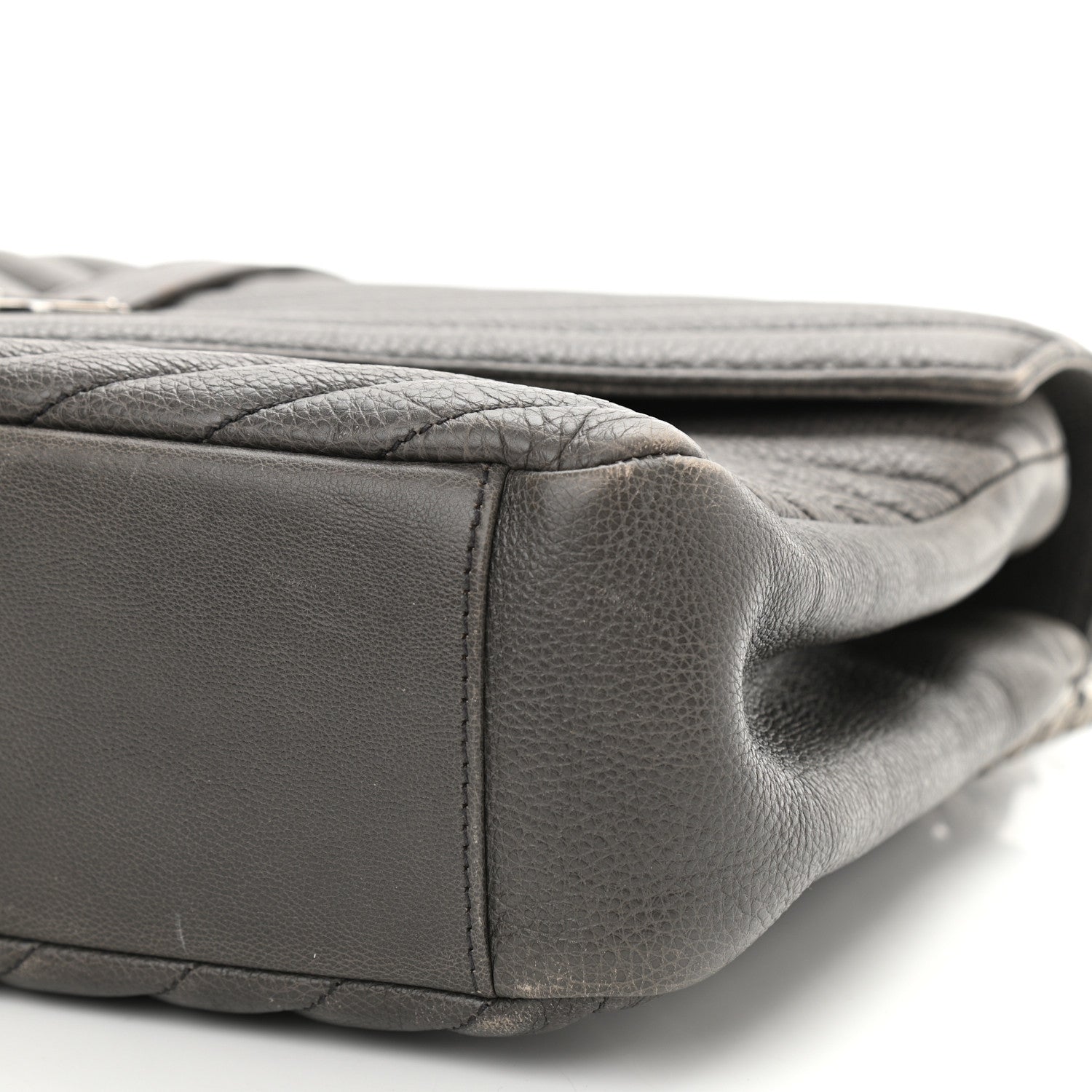 Saint Laurent Sheepskin Matelasse Chevron Monogram Large College Satchel Dark Anthracite 8 of 10