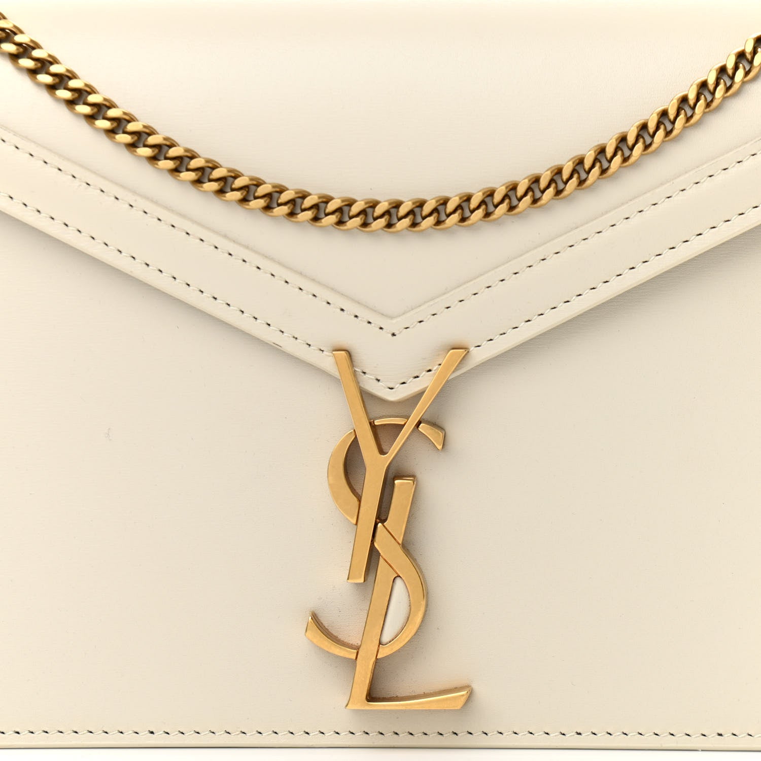 Saint Laurent Calfskin Monogram Cassandra Clasp Bag Porcellana 9 of 14