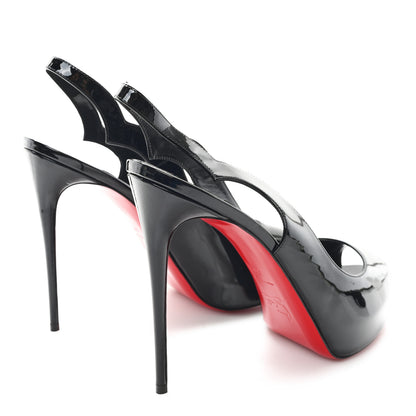 Christian Louboutin Patent Hot Chick Slingback Alta 100 Pumps 39 Black 4 of 9