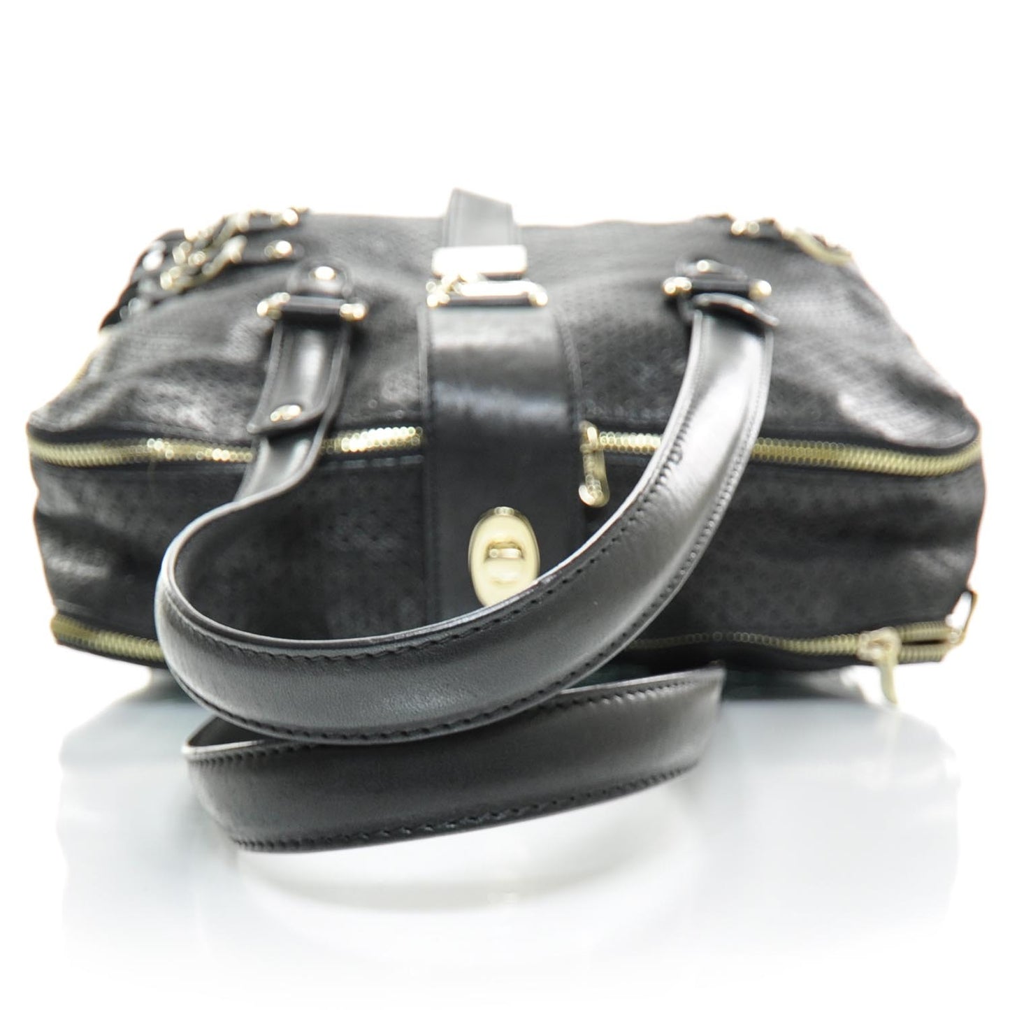 Leather Perforated Blythe Tote Black