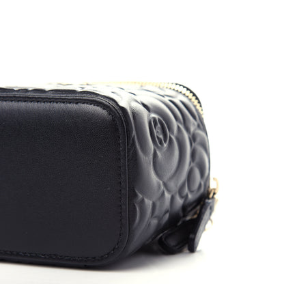 Chanel Lambskin Camellia Embossed Mini Vanity Case With Chain Black 10 of 12