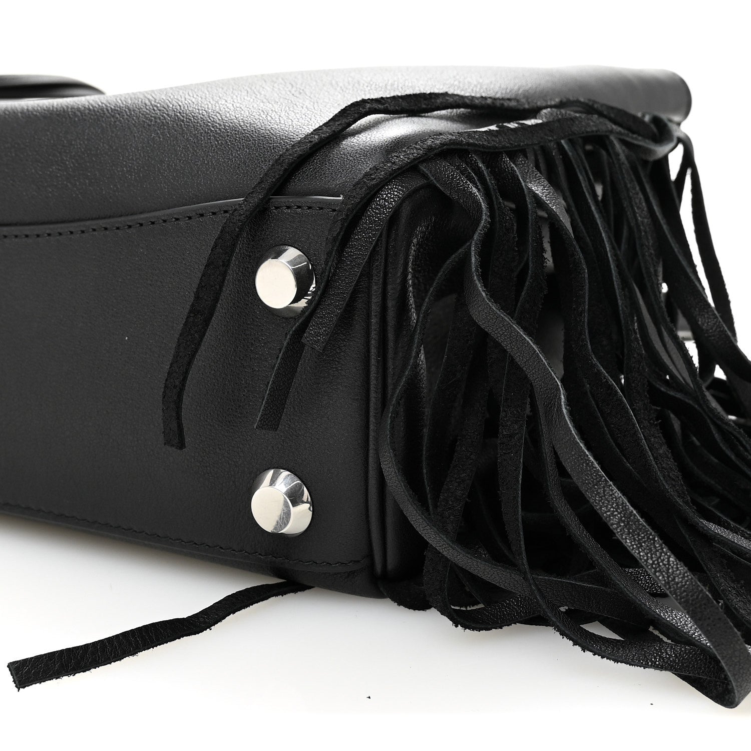 Balenciaga Natural Smooth Madeline Calfskin Fringes Small Rodeo Top Handle Handbag Black 9 of 9