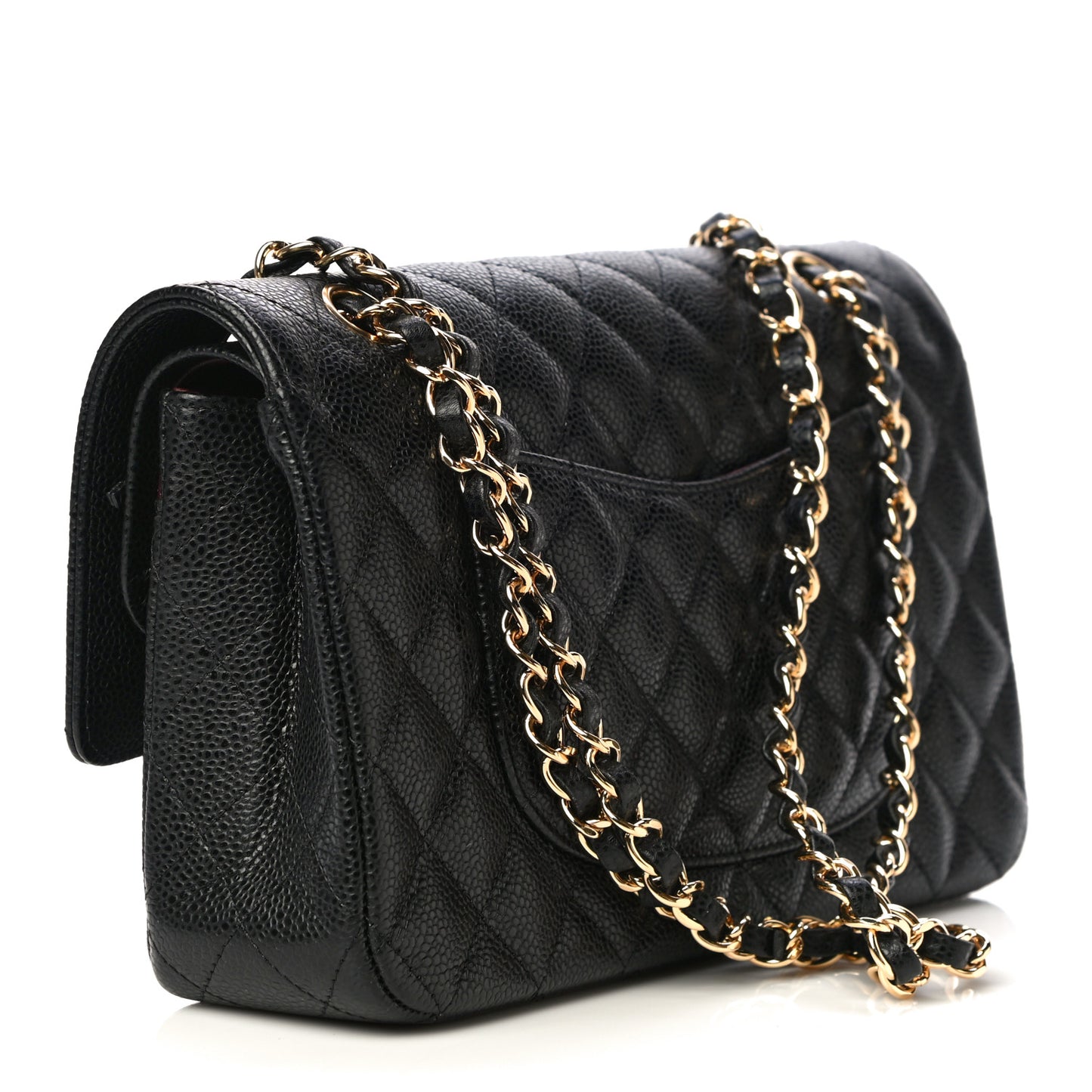 Caviar Quilted Medium Double Flap Black