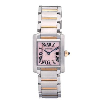 Cartier Stainless Steel 18K Pink Gold Mother of Pearl 20mm Tank Francaise Quartz Watch 1 of 4