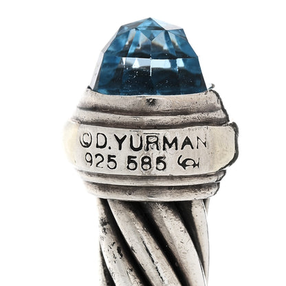 David Yurman Sterling Silver 14K Yellow Gold Blue Topaz 7mm Cable Classics Bracelet 3 of 3
