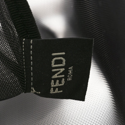 Fendi Mesh Vitello King Logo Embroidered Large Flat Pouch Black 6 of 8