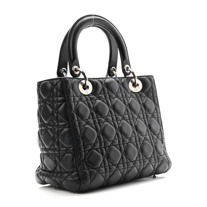 Christian Dior Lambskin Cannage Medium Lady Dior Black 3 of 10