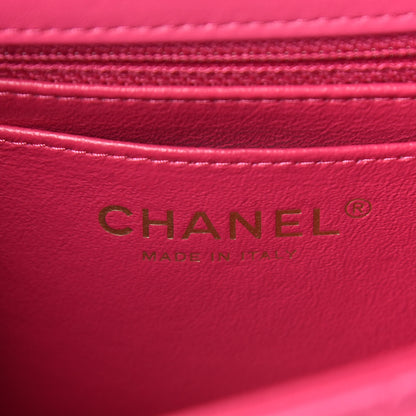 Chanel Lambskin Chevron Quilted Mini Rectangular Flap Fuchsia 6 of 10