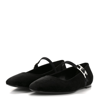 Hermes Velvet Jane Ballet Flats 38.5 Black 4 of 9