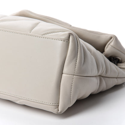Saint Laurent Lambskin Quilted Small Loulou Puffer Monogram Chain Satchel Blanc Vintage 7 of 16