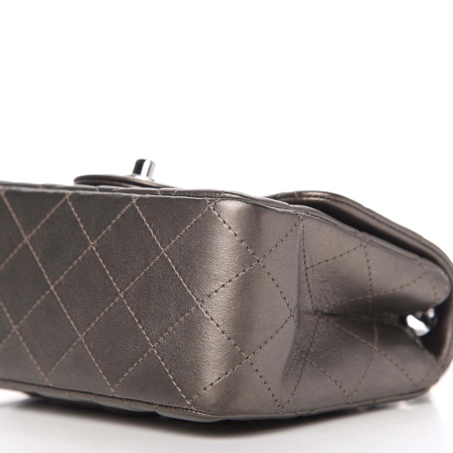 Metallic Calfskin Quilted Mini Square Flap Bronze