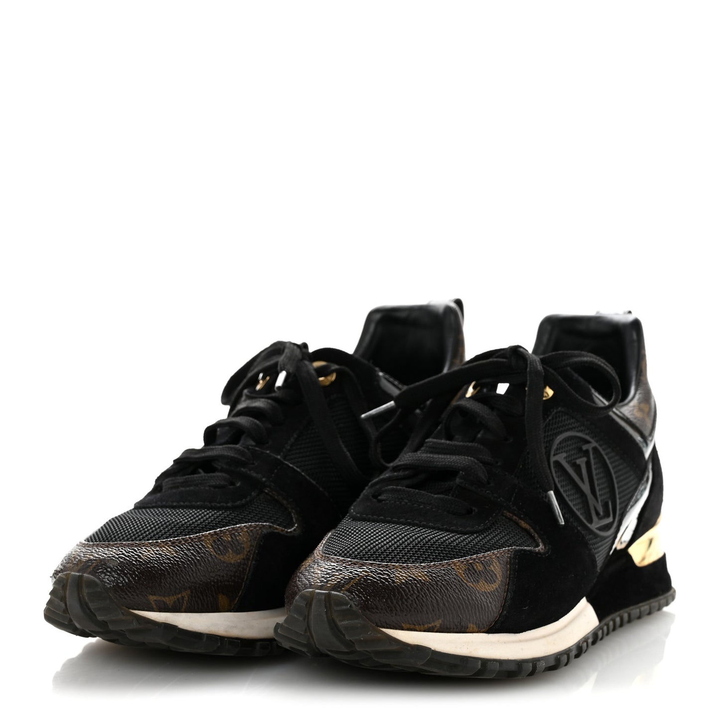 Suede Monogram Run Away Sneakers 37 Black