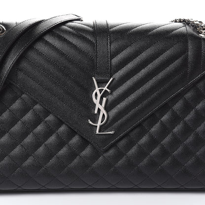 Saint Laurent Grain De Poudre Large Tri-Quilt Monogram Satchel Black 6 of 8