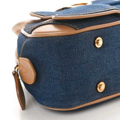 Christian Dior Denim Calfskin Mini Saddle Bowler Blue 9 of 14