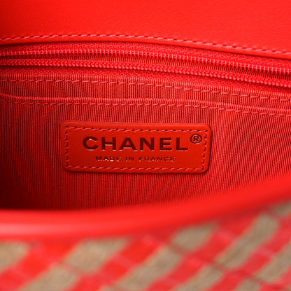 Chanel Raffia Jute Striped Small Urban Jungle Single Flap Red 6 of 10