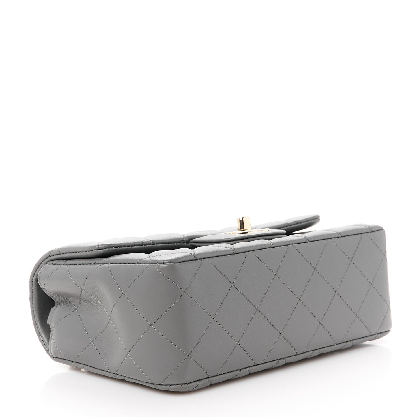 Lambskin Quilted Mini Rectangular Flap Dark Grey