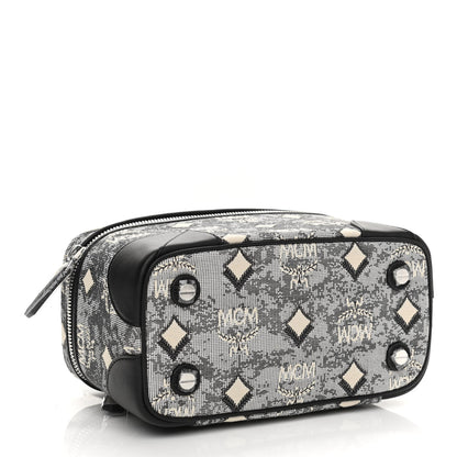 MCM Vintage Jacquard Monogram Rockstar Small Vanity Crossbody Bag Grey 4 of 9