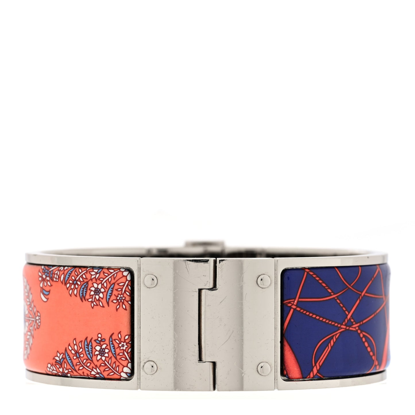 Enamel Printed Wide Coup De Fouet Au Bloc Hinged Bracelet M Rayon