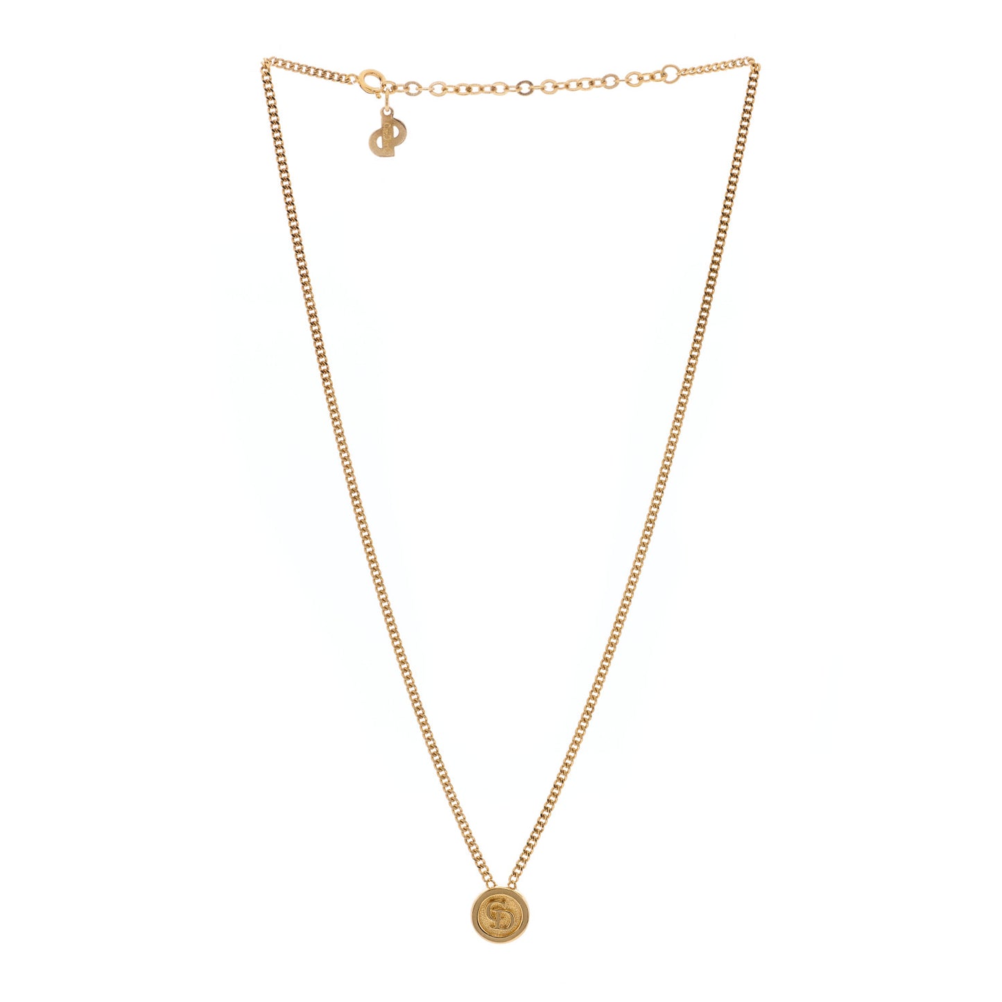 Metal CD Logo Necklace Gold