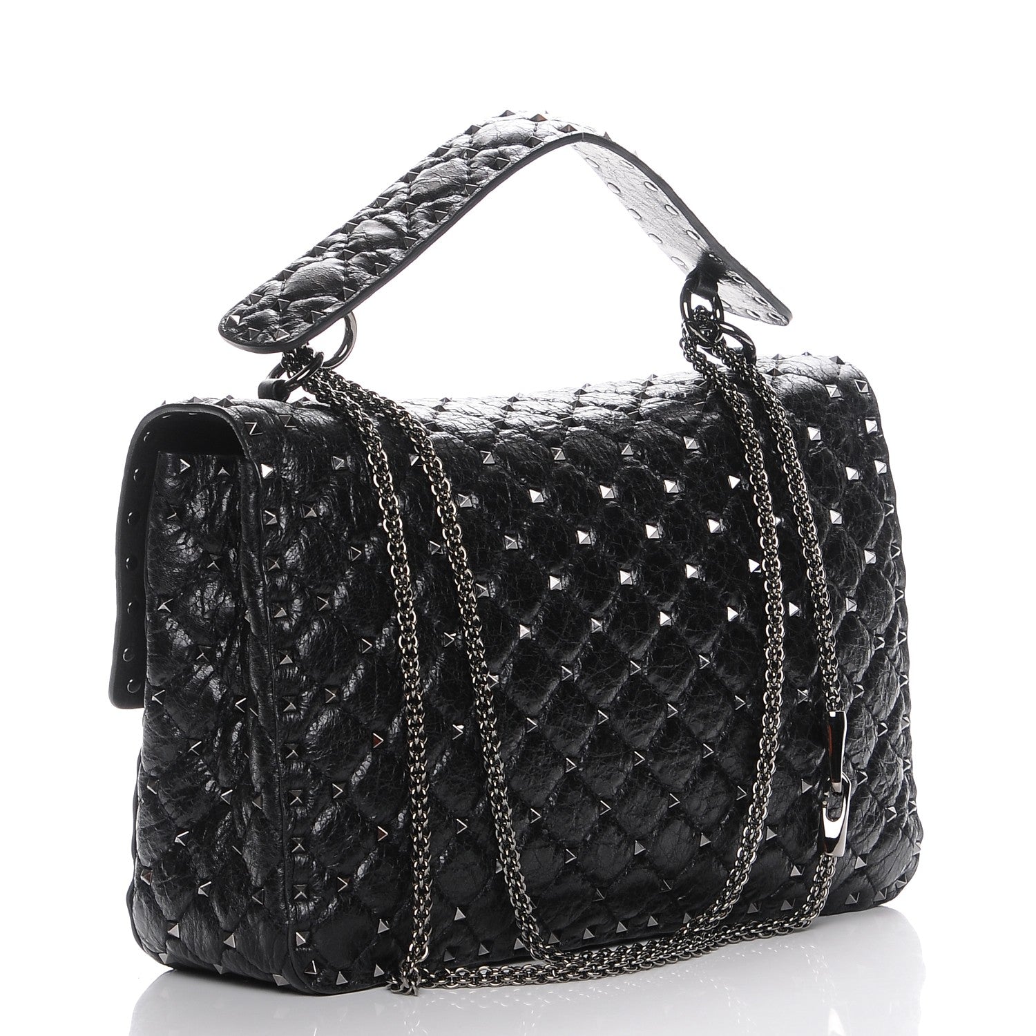 Valentino Garavani Lambskin Medium Rockstud Spike Shoulder Bag Black 3 of 7